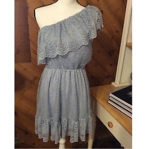 New LOVE FIRE CLOTHING Blue Lace Ruffle DRESS S